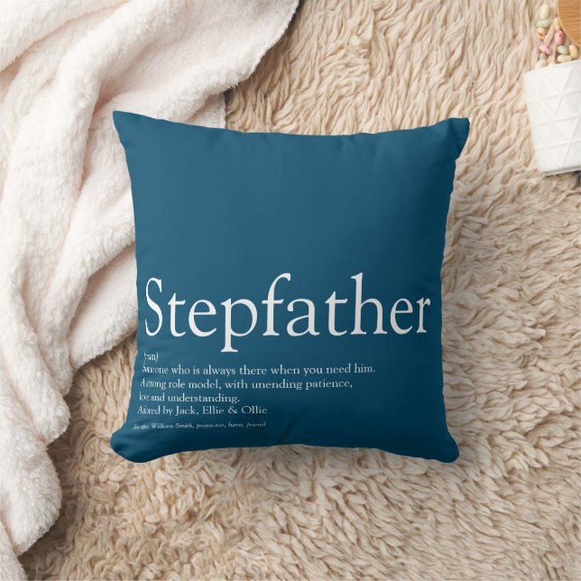 Best Ever Stepfather, Stepdad Definition Blue Fun Cushion (Blanket)