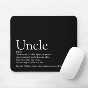 Best Ever Uncle Fun Cool Modern Black and White Mouse Pad