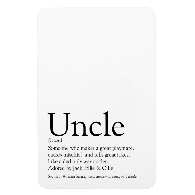 Best Ever Uncle Funcle Definition Fun Magnet (Vertical)