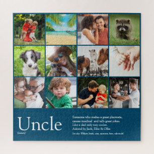 Best Ever Uncle Photo Collage Fun Modern Blue Jigsaw Puzzle