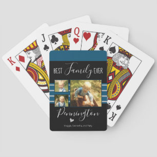 Best Family Ever Photo Collage Custom Name Playing Cards