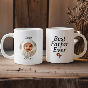 Best Farfar Ever - Personalised Photo Yule Heart Large Coffee Mug