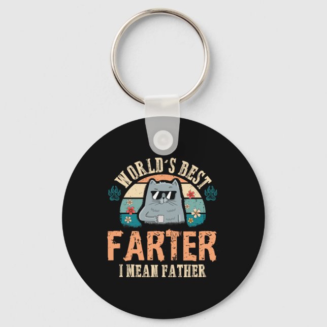 Best Farter I Mean Father Best Cat Dad Ever  Key Ring (Front)