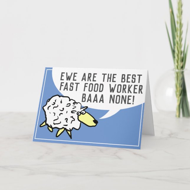 Best Fast Food Worker Bar None - Sheep Pun Card (Front)