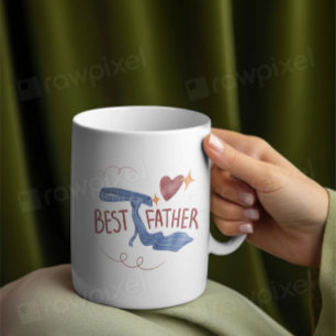 Best Father 2025 Mug Cute Tie and Heart Father’s
