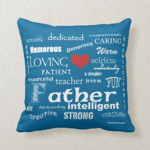 Best Father Attributes-Red Heart/Personalise Cushion