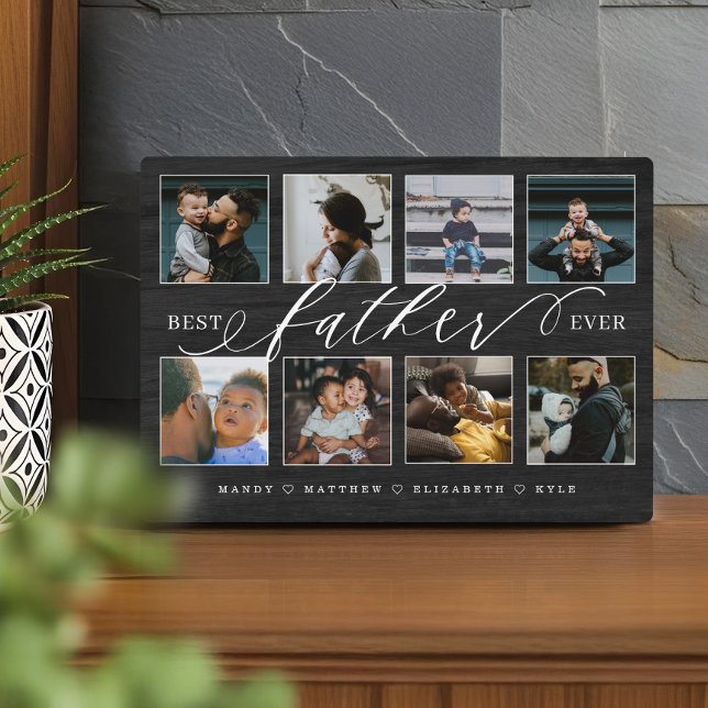 Best Father Ever Black Woodgrain Photo Collage Plaque (Best Father Ever Black Woodgrain Photo Collage Plaque)