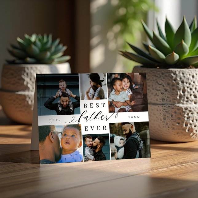 Best Father Ever | Father's Day 6 Photo Collage Card (Best Father Ever | Father's Day 6 Photo Collage Card)