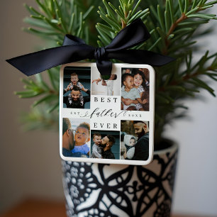 Best Father Ever   Father's Day 6 Photo Collage Ceramic Ornament