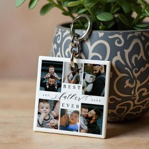 Best Father Ever Father's Day 6 Photo Collage Key Ring