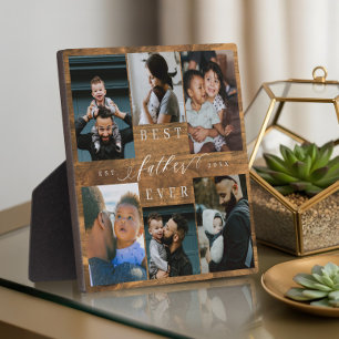Best Father Ever Father's Day Gift Photo Woodgrain Plaque