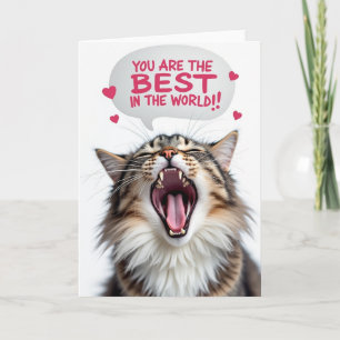 Best Father Ever Kitty Shout Card