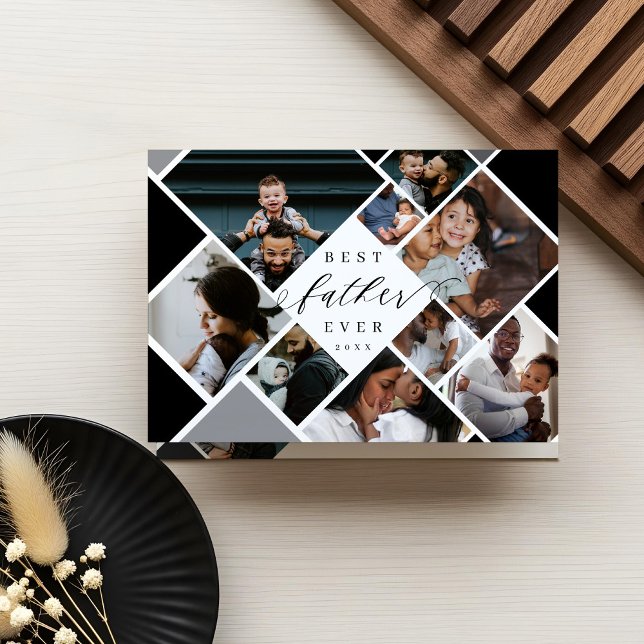 Best Father Ever Modern Photo Collage Personalised Card (Best Father Ever Modern Photo Collage Personalized Card)