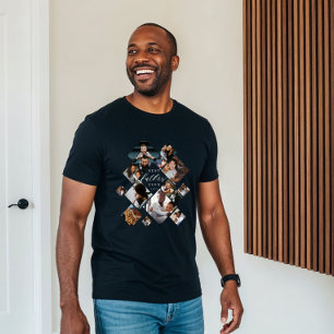 Best Father Ever Modern Photo Collage Personalized Tri-Blend Shirt