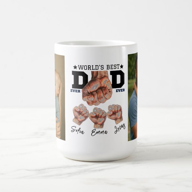Best Father Ever Personalised Photo Collage Coffee Mug (Center)