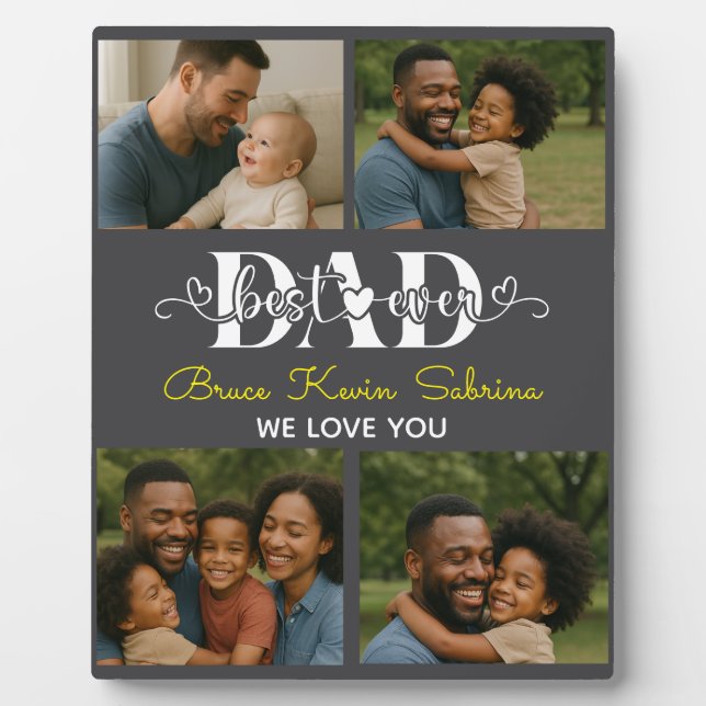Best Father Ever Personalised Photo Collage Plaque (Front)