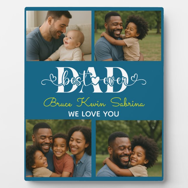 Best Father Ever Personalised Photo Collage Plaque (Front)