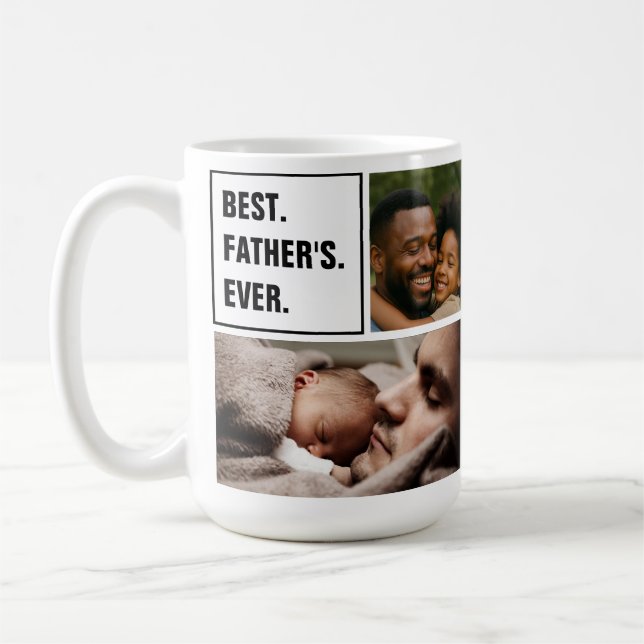 Best Father Ever Photo Collage and Custom Text Coffee Mug (Left)