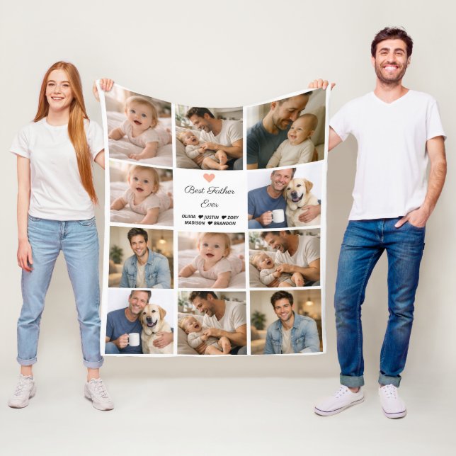 Best Father Ever Photo Collage | Personalised  Fleece Blanket (In Situ)