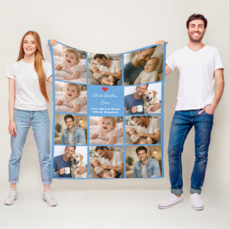 Best Father Ever Photo Collage | Personalized  Fleece Blanket