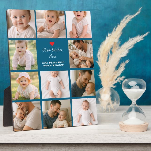 Best Father Ever Photo Collage | Personalized  Plaque (Side)