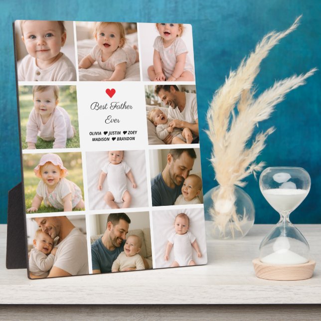 Best Father Ever Photo Collage | Personalized  Plaque (Side)