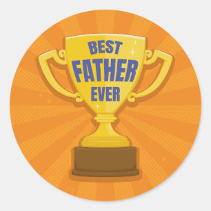 Best Father Ever Retro Trophy Cup for Dad Colourfu Classic Round Sticker