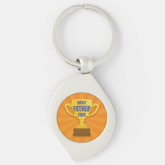 Best Father Ever Retro Trophy Cup for Dad, Daddy Key Ring (Front)