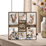 Best Father Ever - Wood Father's Day Photo Collage Plaque<br><div class="desc">Celebrate your dad with the "Best Dad Ever" Father's Day Photo Collage Plaque, a heartfelt tribute to the man who means the world to you. This beautifully crafted plaque features a high-quality, customisable photo collage, allowing you to showcase cherished memories and special moments. The collage is elegantly arranged around the...</div>