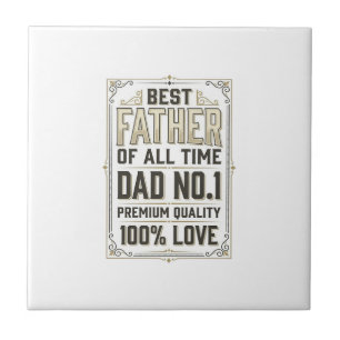 Best Father Vintage Engraving Typographic Shirt De Ceramic Tile