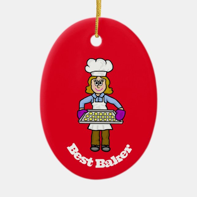 Best Female Baker Christmas Ornament (Front)