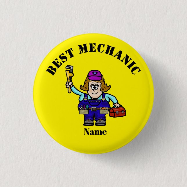 Best Female Mechanic with Tire and Wrench Button (Front)