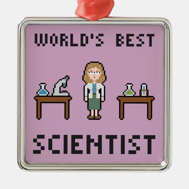 Best Female Scientist Metal Tree Decoration (Front)