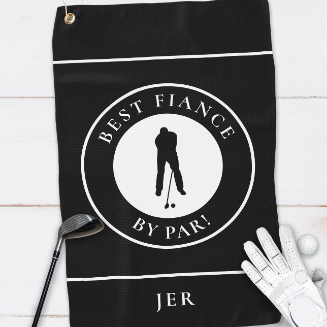 Best Fiance By Par Golfer Monogram Golf Towel (Creator Uploaded)