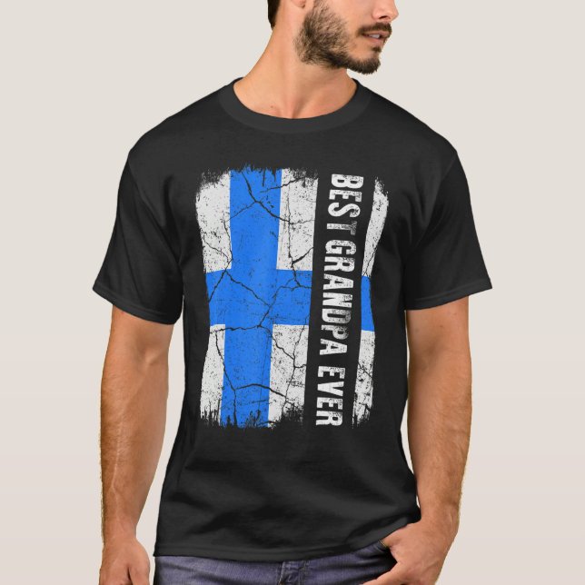 Best Finn Grandpa Ever Finland Flag Father's Day T-Shirt (Front)