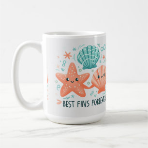 Best Fins Forever T-Shirt, Cute Starfish Seashell Coffee Mug