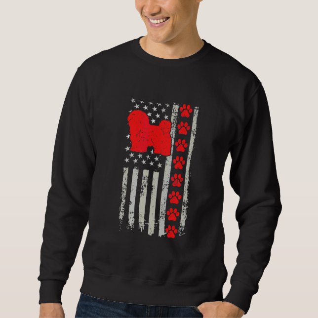 Best Firefighter Havanese Mum Dad Ever Us Flag Dog Sweatshirt (Front)