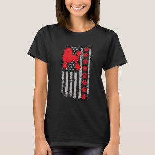 Best Firefighter Poochon Mum Dad Ever Us Flag Dog T-Shirt
