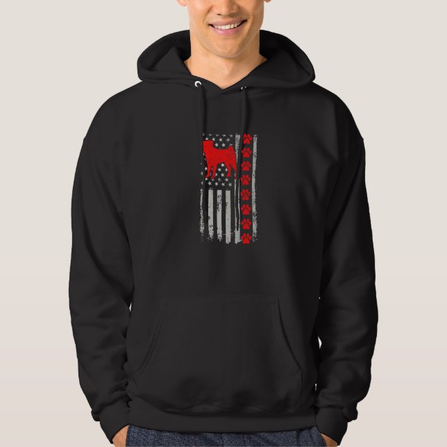 Best Firefighter Pudelpointer Mum Dad Ever Us Flag Hoodie (Front)