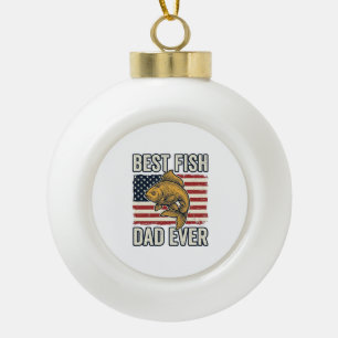 Best Fish Dad Ever Vintage Goldfish Shirt Design_1 Ceramic Ball Christmas Ornament