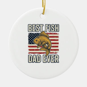 Best Fish Dad Ever Vintage Goldfish Shirt Design_1 Ceramic Ornament