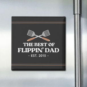 Best Flippin Dad Spatula Funny Retro Magnet