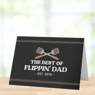 Best Flippin Dad Spatula Funny Retro Recipe Card