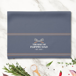Best Flippin Dad Spatula Funny Retro Tea Towel