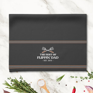 Best Flippin Dad Spatula Funny Retro Tea Towel