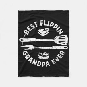 Best Flippin Grandpa Ever Funny Bbq Grilling Smoki Fleece Blanket