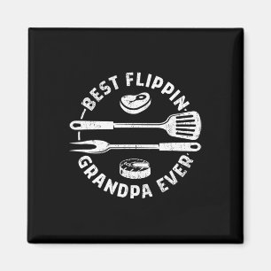 Best Flippin Grandpa Ever Funny Bbq Grilling Smoki Magnet