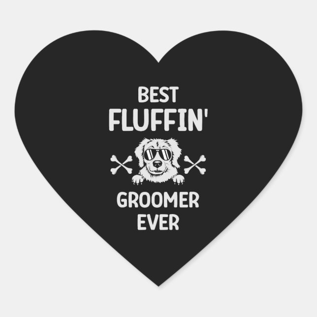 Best Fluffin' Groomer Ever Fur Artist Dog Groomer Heart Sticker (Front)