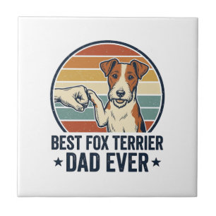 Best Fox Terrier Dad Ever Vintage Dog Lover Shirt_ Ceramic Tile