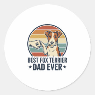 Best Fox Terrier Dad Ever Vintage Dog Lover Shirt_ Classic Round Sticker